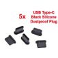 5* Tapones antipolvo de silicona para Puerto USB Tipo-C, color Negro*