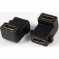 Adaptador HDMI F/F 90° Chapado en oro con 2* orificios de montaje