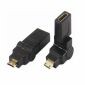 Adaptador giratorio Mini HDMI macho a HDMI hembra, ángulo de 360 grados y 90 grados, dorado