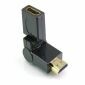 Adaptador HDMI macho a hembra giratorio en ángulo de 360 grados y 90 grados, dorado