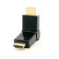Adaptador HDMI macho a macho en ángulo recto de 90-180 grados, dorado