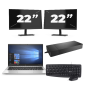 HP EliteBook 830 G7 - Intel Core i7-10.ᵃ Generación - 13 pulgadas - 8GB RAM - 256GB SSD - Windows 11 + 2x 22 pulgadas Monitor