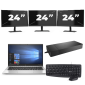 HP EliteBook 830 G7 - Intel Core i7-10.ᵃ Generación - 13 pulgadas - 8GB RAM - 256GB SSD - Windows 11 + 3x 24 pulgadas Monitor