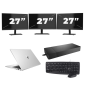 HP EliteBook 830 G7 - Intel Core i7 10ª generación - 13 pulgadas - 16GB RAM - 512GB SSD - Windows 11 Home + 3x Monitor de 27 pulgadas