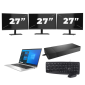 HP EliteBook 830 G8 - Intel Core i5 11ª generación - 13 pulgadas - 16GB RAM - 512GB SSD - Windows 11 Home + 3x Monitor de 27 pulgadas