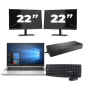 HP EliteBook 835 G7 - AMD Ryzen 3 Pro 4450U - 13 pulgadas - 8GB RAM - 256GB SSD - Windows 10 Home + 2x 22 pulgadas Monitor