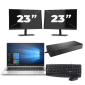HP EliteBook 835 G7 - AMD Ryzen 3 Pro 4450U - 13 pulgadas - 8GB RAM - 256GB SSD - Windows 10 Home + 2x 23 pulgadas Monitor