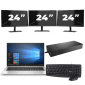 HP EliteBook 835 G7 - AMD Ryzen 3 Pro 4450U - 13 pulgadas - 8GB RAM - 256GB SSD - Windows 10 Home + 3x 24 pulgadas Monitor
