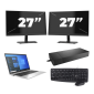 HP EliteBook 840 G8 - Intel Core i7 11ª generación - 14 pulgadas - 16GB RAM - 256GB SSD - Windows 11 Home + 2x Monitor de 27 pulgadas