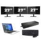 HP EliteBook 840 G8 - Intel Core i7 11ª generación - 14 pulgadas - 16GB RAM - 256GB SSD - Windows 11 Home + 3x Monitor de 27 pulgadas