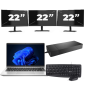 HP ProBook 440 G9 - Intel Core i3-12.ᵃ Generación - 14 pulgadas - 8GB RAM - 256GB SSD - Windows 11 + 3x 22 pulgadas Monitor