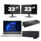 HP ProBook 445 G8 - AMD Ryzen 3 5400U - 14 pulgadas - 16GB RAM - 256GB SSD - Windows 11 + 2x Monitor de 22 pulgadas