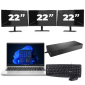 HP ProBook 445 G8 - AMD Ryzen 3 5400U - 14 pulgadas - 8GB RAM - 256GB SSD - Windows 11 + 3x 22 pulgadas Monitor