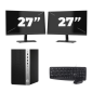 Microtorre HP Prodesk 600 G5 - Intel Core i3-8.ª generación - 8 GB de RAM - 256 GB SSD - Windows 11 + 2 monitores de 27 pulgadas