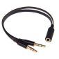 Conector de audio Divisor en Y de 3,5 mm M/F, estéreo+micrófono, cable plano, negro, incluidos auriculares para iPhone/Samsung