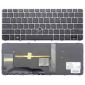 Teclado de portátil para HP EliteBook 725 G3 820 G3 con puntero y marco plateado