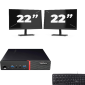 Lenovo ThinkCentre M700 USFF - Intel Core i3-6.ª Generación - 8GB RAM - 256GB SSD - Windows 11 + 2x 22 Pulgadas Monitor
