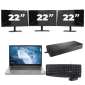 Lenovo ThinkPad T14 Gen 1 - AMD Ryzen 5 PRO 4650U - 14 pulgadas - 8 GB de RAM - SSD de 256 GB - Windows 11 Home + 3 monitores de 22 pulgadas