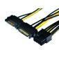 Cable de alimentación de tarjeta gráfica dual SATA macho de 15 pines a hembra de 8 (6+2) pines, aproximadamente 20 cm