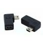 Adaptador mini USB hembra a macho, ángulo de 90°, derecho