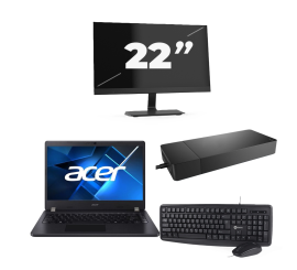 Acer TravelMate P214-53 - Intel Core i3 11ª generación - 14 pulgadas - 16GB RAM - 256GB SSD - Windows 11 Home + 1x Monitor de 22 pulgadas