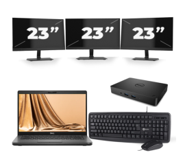 Dell Latitude 5401 - Intel Core i7-9.ᵃ Generación - 14 pulgadas - 8GB RAM - 256GB SSD - Windows 11 + 3x 23 pulgadas Monitor