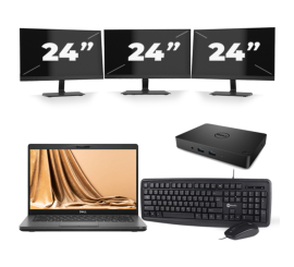 Dell Latitude 5401 - Intel Core i7-9.ᵃ Generación - 14 pulgadas - 8GB RAM - 256GB SSD - Windows 11 + 3x 24 pulgadas Monitor
