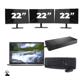 Dell Latitude 7320 - Intel Core i5-11.ᵃ Generación - 13 pulgadas - Touch - 16GB RAM - 256GB SSD - Windows 11 Home + 3x 22 pulgadas Monitor