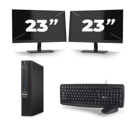 Dell OptiPlex 3070 Micro USFF - Intel Core i3-9.ª generación - 8 GB de RAM - 256 GB SSD - Windows 11 + 2 monitores de 23 pulgadas
