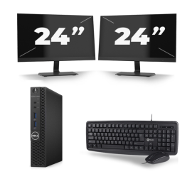 Dell OptiPlex 3070 Micro USFF - Intel Core i3-9.ª generación - 8 GB de RAM - 256 GB SSD - Windows 11 + 2 monitores de 24 pulgadas