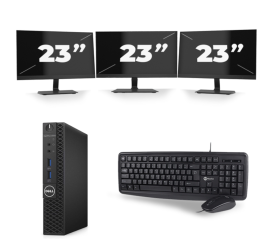 Dell OptiPlex 3070 Micro USFF - Intel Core i3-9.ª generación - 8 GB de RAM - 256 GB SSD - Windows 11 + 3 monitores de 23 pulgadas