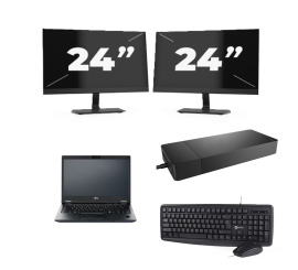 Fujitsu LIFEBOOK E5410 - Intel Core i5-10.ᵃ Generación - 14 pulgadas - 8GB RAM - 256GB SSD - Windows 11 Home + 2x 24 pulgadas Monitor