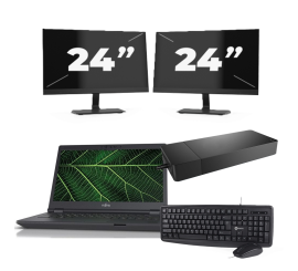 Fujitsu LIFEBOOK E5411 - Intel Core i5-11e Generatie - 14 inch - 8GB RAM - 256GB SSD - Windows 11 Home + 2x 24 inch Monitor