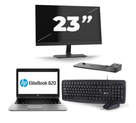 HP EliteBook 820 G3 - Intel Core i7-6.ᵃ Generación - 12 pulgadas - 8GB RAM - 256GB SSD - Windows 11 + 1x 23 pulgadas Monitor