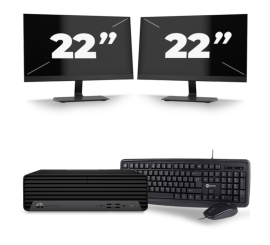 HP EliteDesk 800 G6 USFF - Intel Core i3-10.ª Generación - 8GB RAM - 256GB SSD - Windows 11 + 2x 22 Pulgadas Monitor