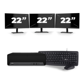 HP EliteDesk 800 G6 USFF - Intel Core i3-10.ª Generación - 8GB RAM - 256GB SSD - Windows 11 + 3x 22 Pulgadas Monitor