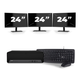HP EliteDesk 800 G6 USFF - Intel Core i3-10.ª Generación - 8GB RAM - 256GB SSD - Windows 11 + 3x 24 Pulgadas Monitor