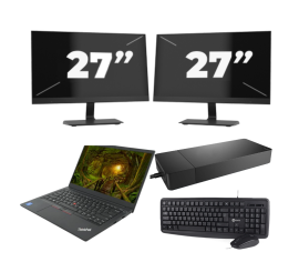 Lenovo ThinkPad E14 Gen 2 - Intel Core i3 11ª generación - 14 pulgadas - 8GB RAM - 256GB SSD - Windows 11 Home + 2x Monitor de 27 pulgadas